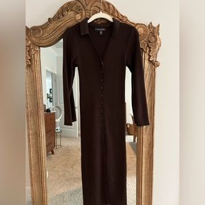 Grade and gather brown button down sweater dress
